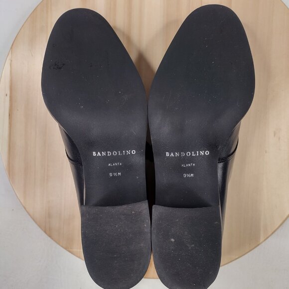 Bandolino Atlanta Monk Strap Chunky Heel Black Leather Loafers Women US 9.5M - Picture 11 of 12